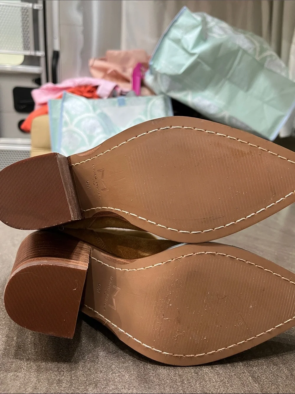Marc Fisher Suede Pointed Chelsea Booties in Cognac